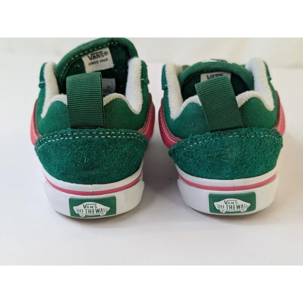 6.0 VANS Knu Skool Elastic Lace Unisex Kids Low Top Sneakers Green/Pink/White
